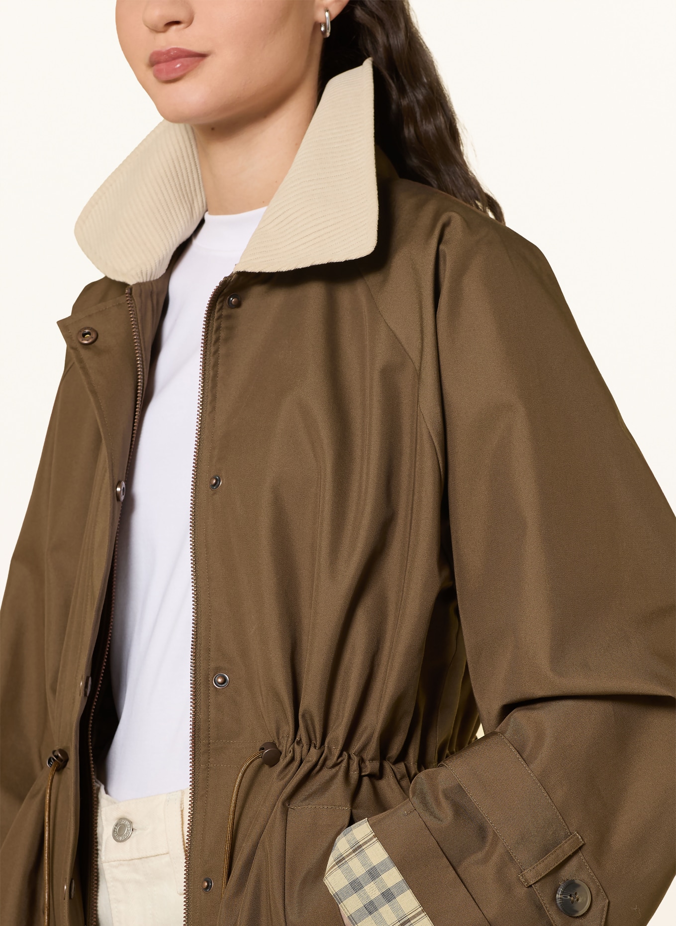 Y.A.S. Parka with removable hood: BROWN / BEIGE