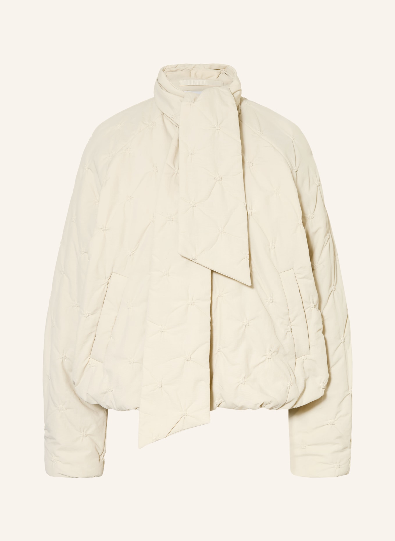Y.A.S. Quilted jacket with detachable scarf: BEIGE