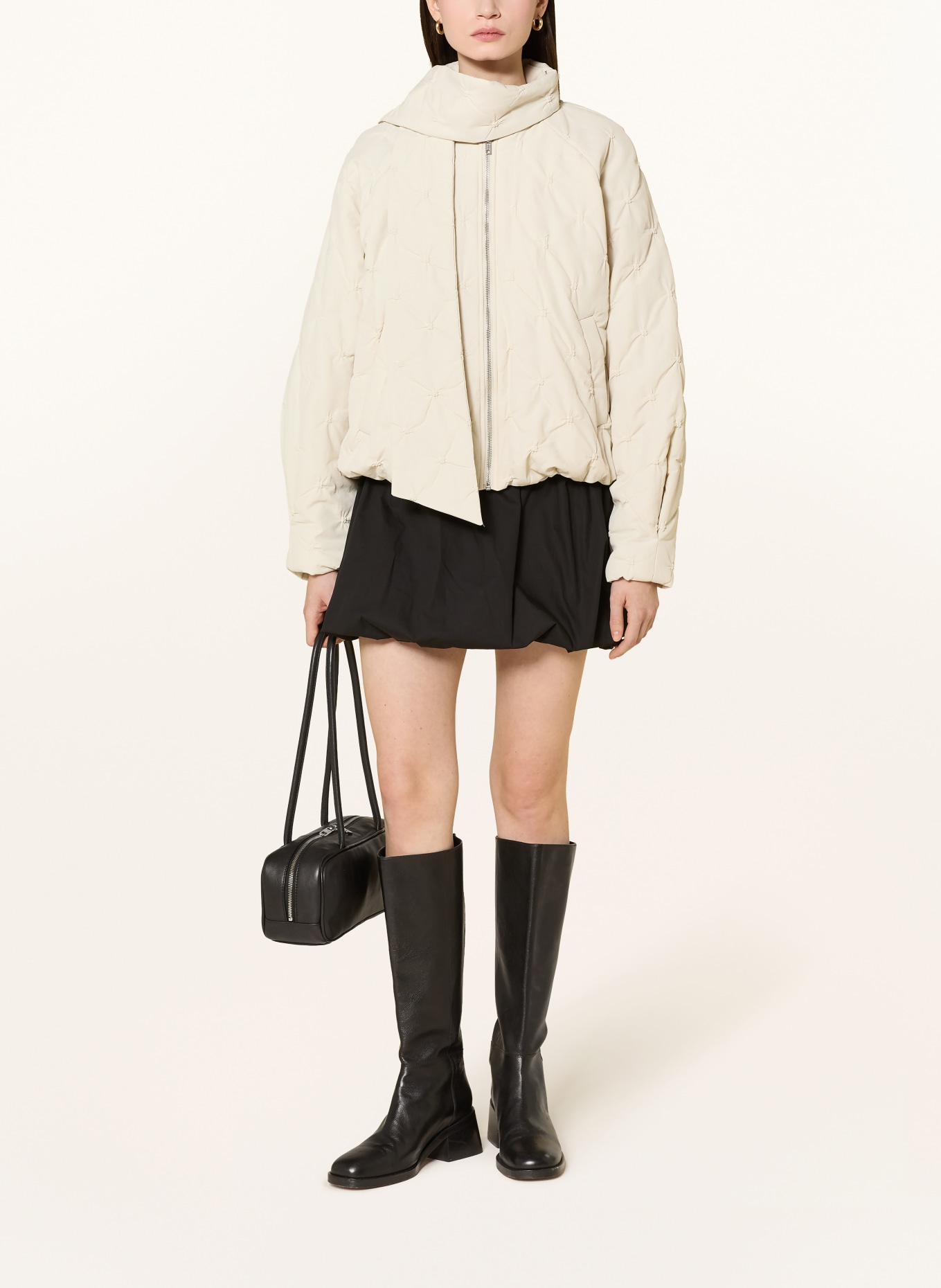 Y.A.S. Quilted jacket with detachable scarf: BEIGE