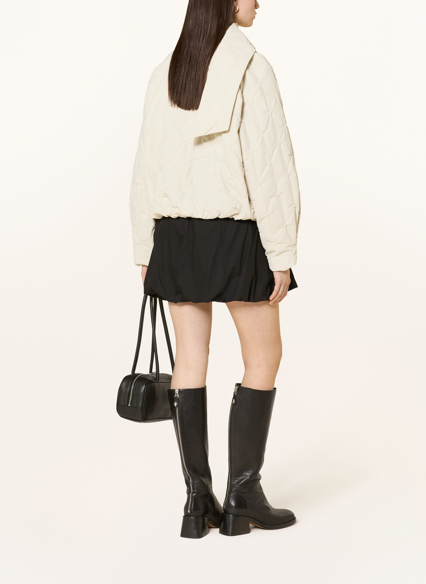 Y.A.S. Quilted jacket with detachable scarf: BEIGE