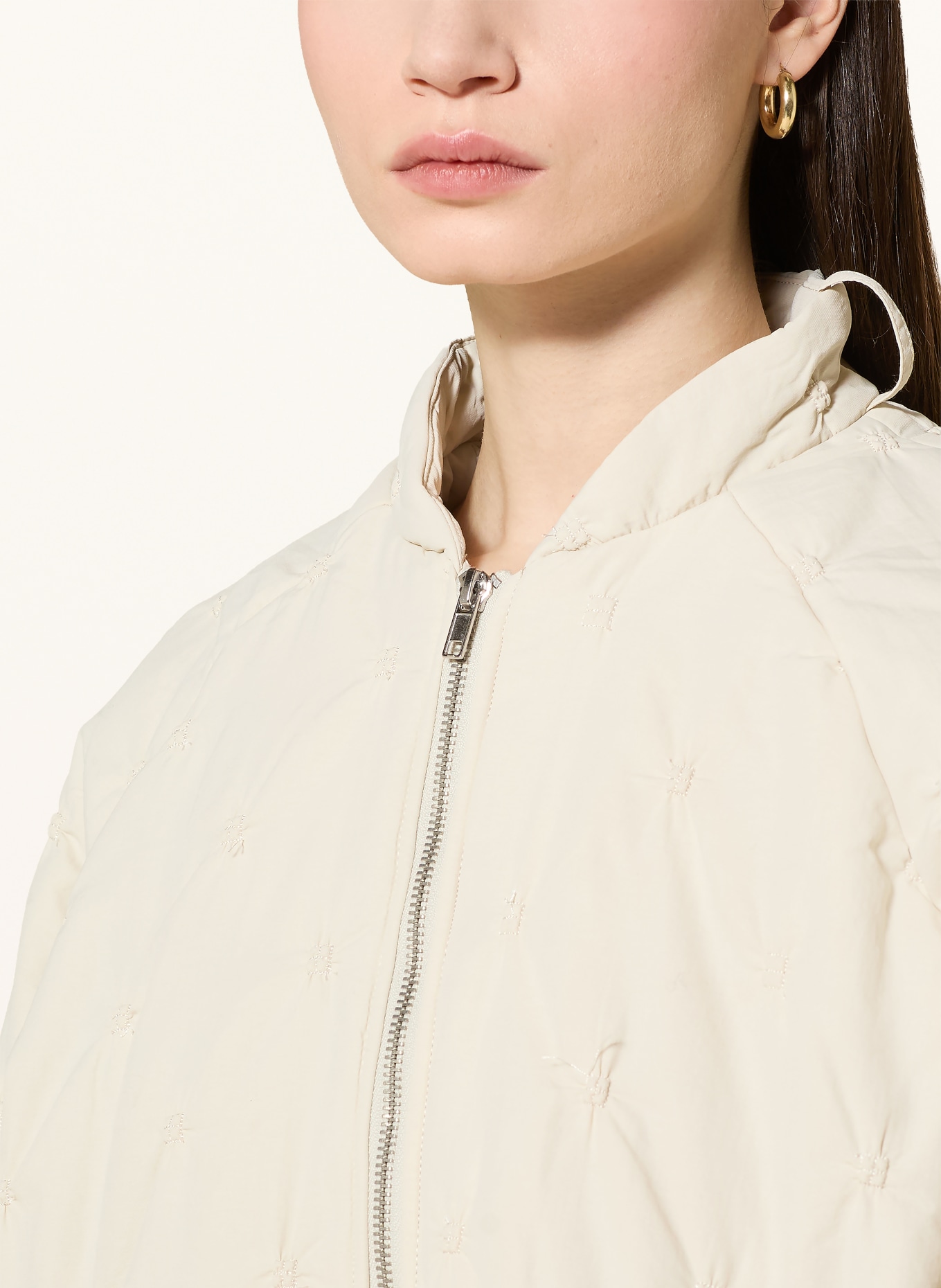 Y.A.S. Quilted jacket with detachable scarf: BEIGE