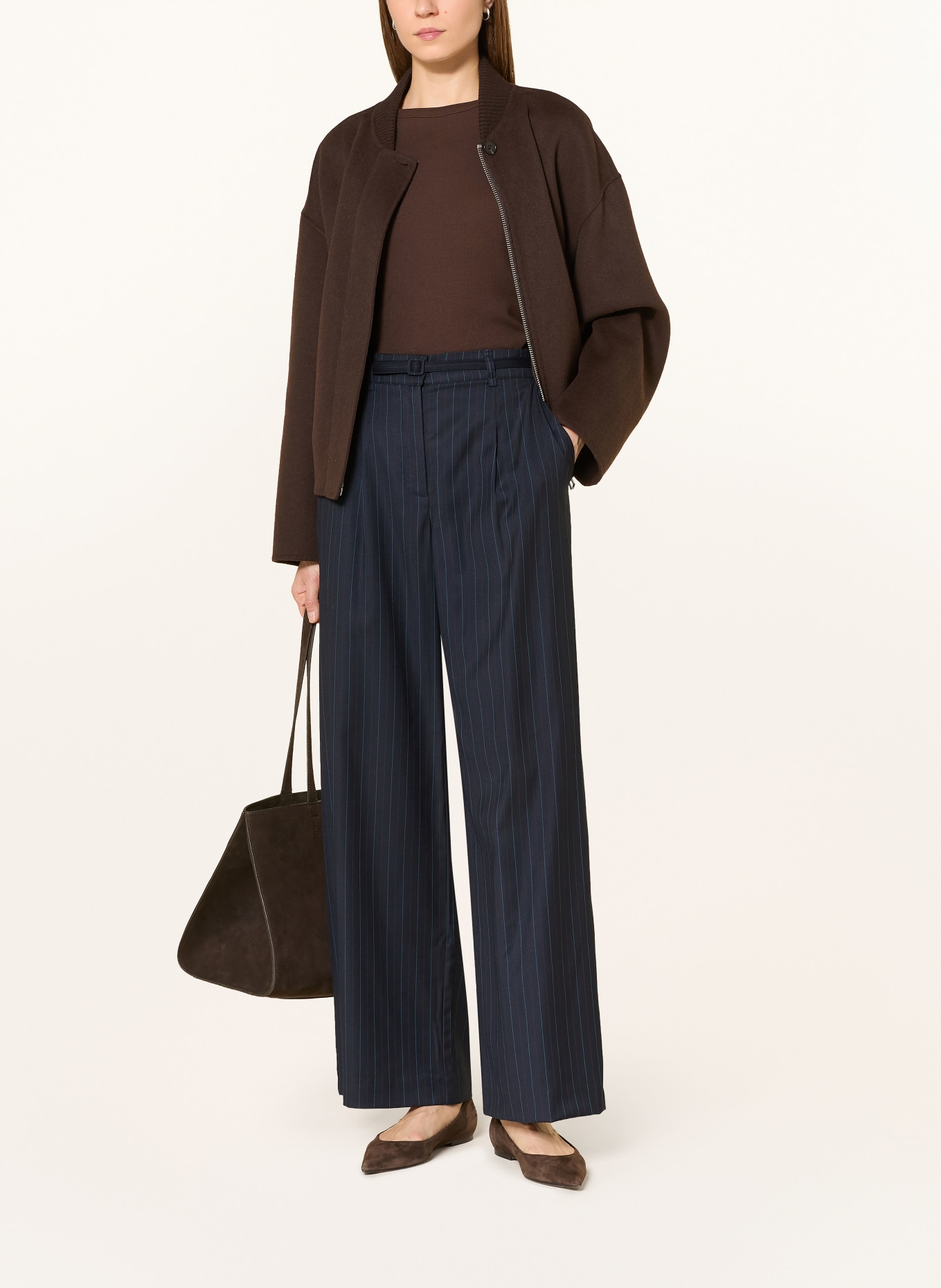 Y.A.S. Spodnie z materiału typu marlene: GRANATOWY