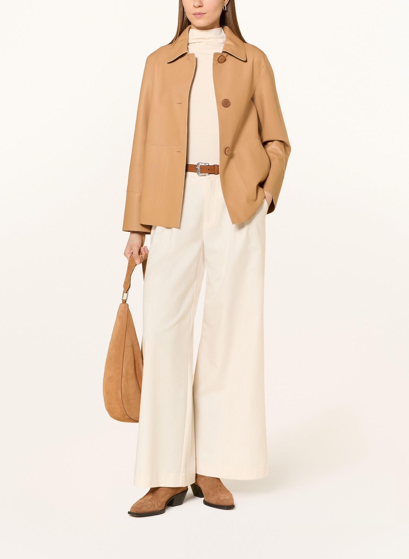 MILESTONE Kožená bunda MSSELMA: SVĚTLE HNĚDÁ