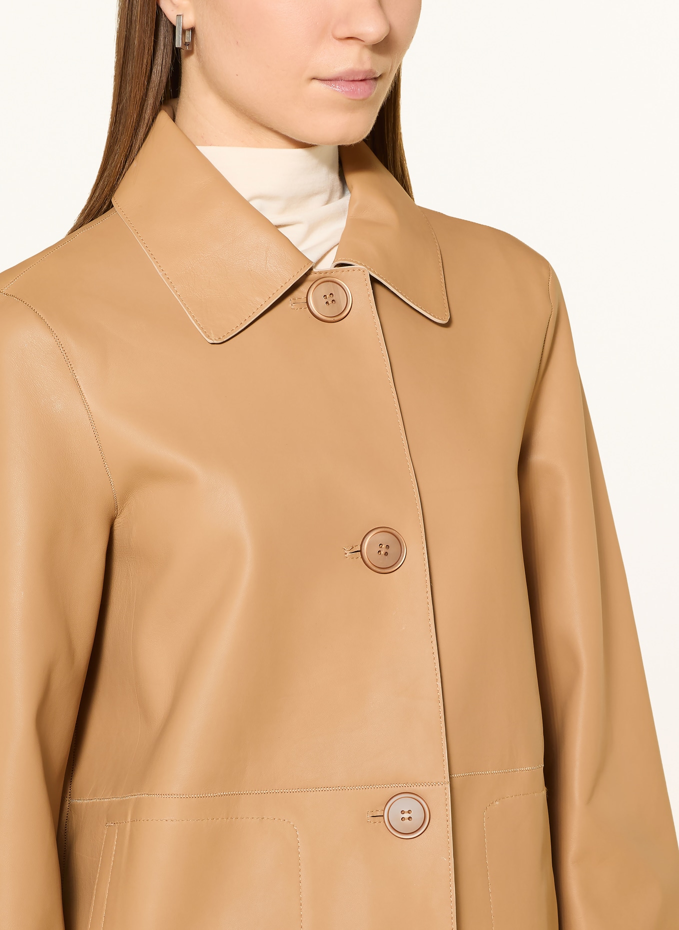 MILESTONE Kožená bunda MSSELMA: SVĚTLE HNĚDÁ