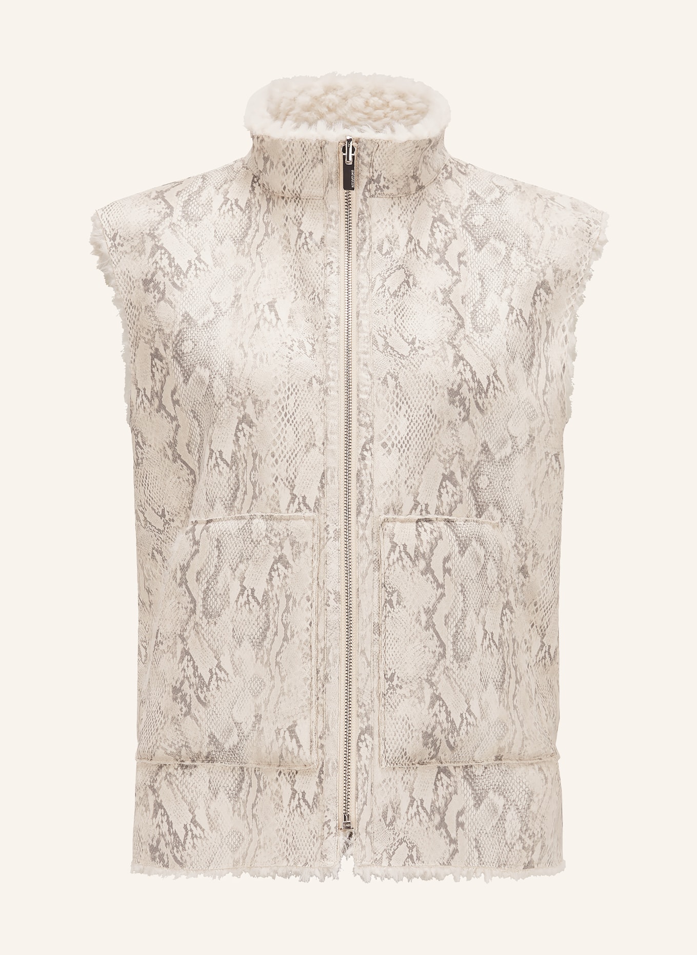 MILESTONE Weste MSBLAKELY zum Wenden mit Kunstfell: BEIGE / GRAU