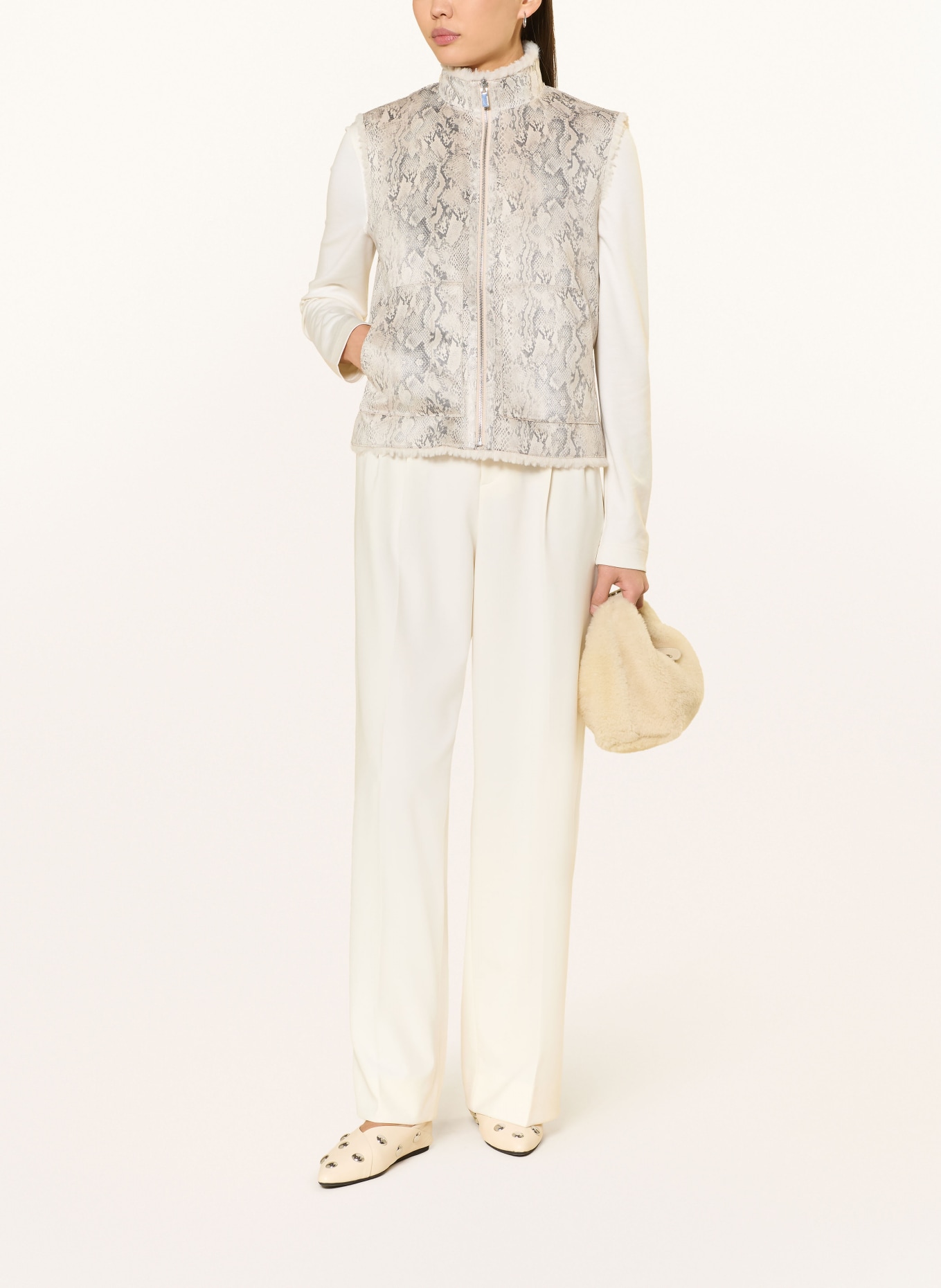 MILESTONE Weste MSBLAKELY zum Wenden mit Kunstfell: BEIGE / GRAU