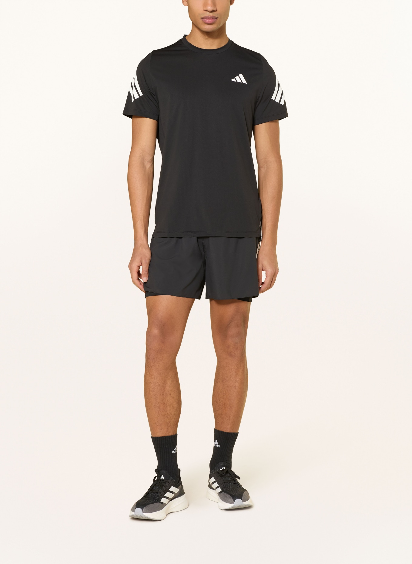 adidas ADI365 2-in-1 running shorts: BLACK / WHITE