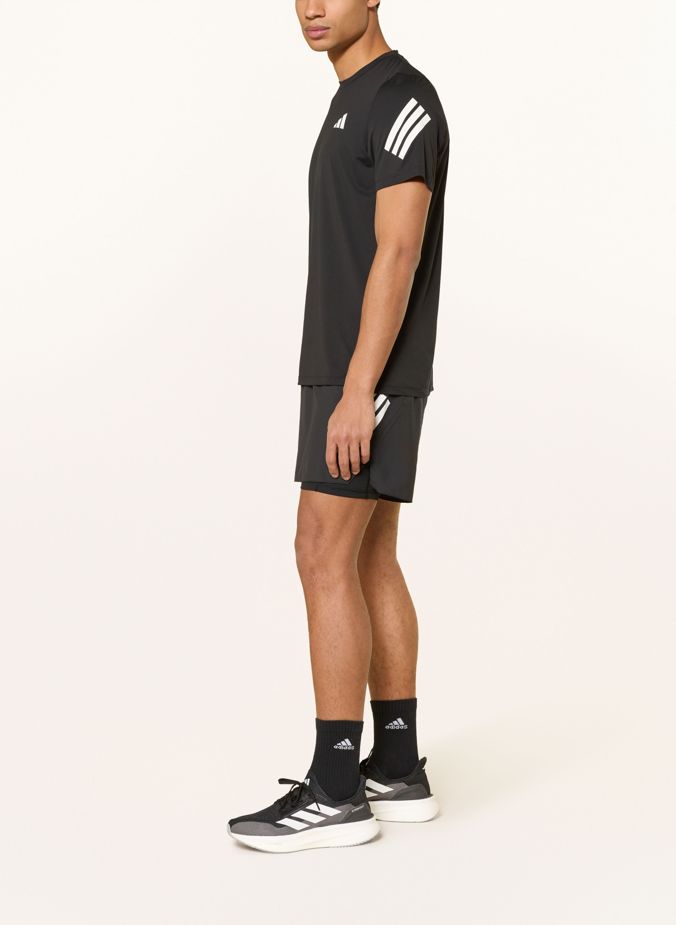 adidas ADI365 2-in-1 running shorts: BLACK / WHITE