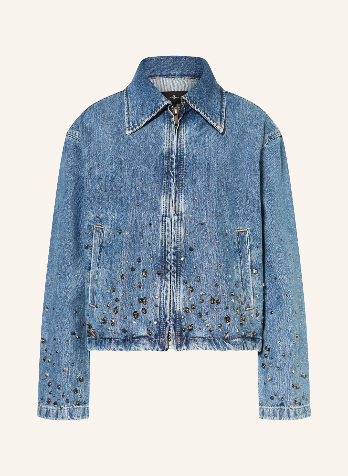 7 for all mankind Jeansjacke mit Nieten und Schmucksteinen: BLAU