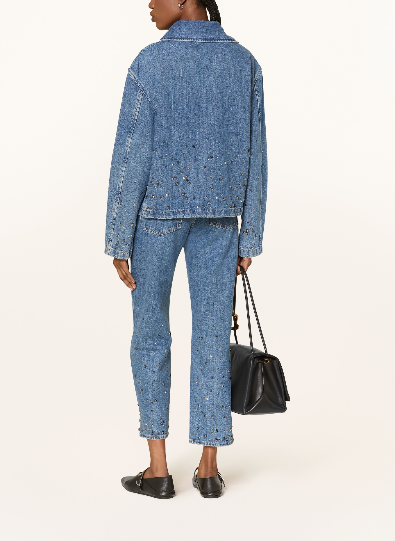 7 for all mankind Jeansjacke mit Nieten und Schmucksteinen: BLAU