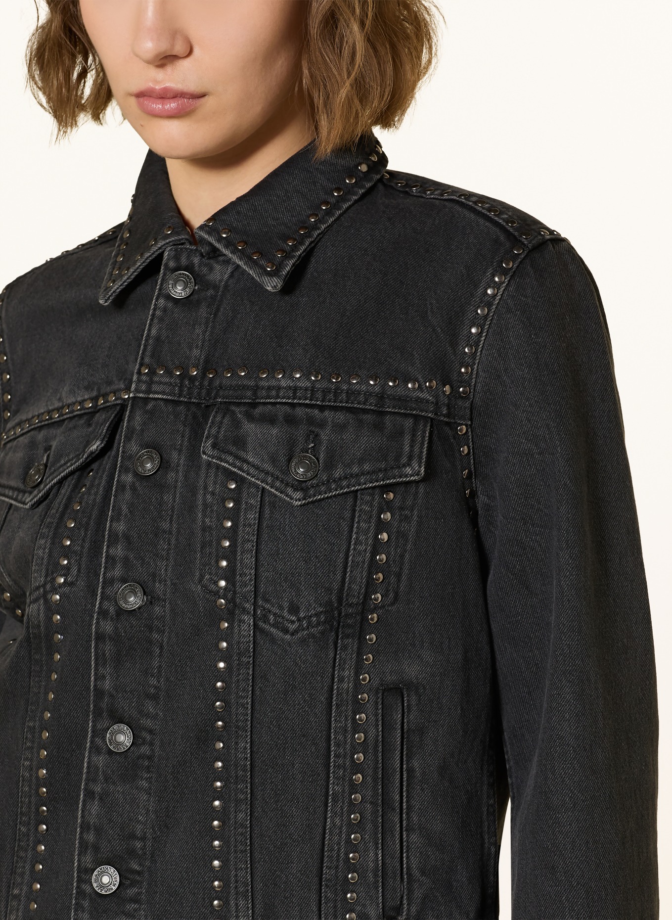 7 for all mankind Jeansjas ADI TRUCKER met studs: 1ZN Nightscape With Studs