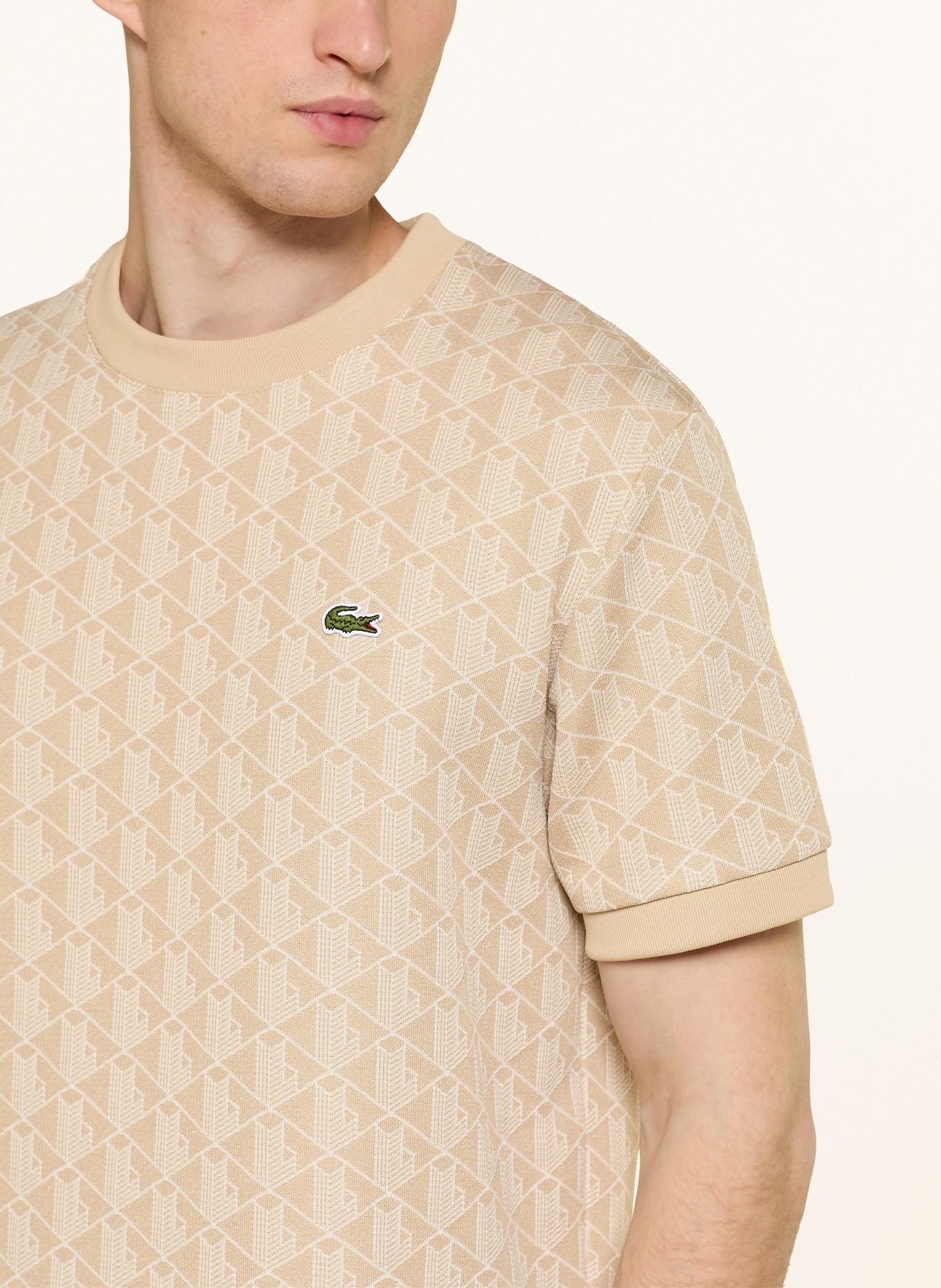LACOSTE T-Shirt: BEIGE / CREME
