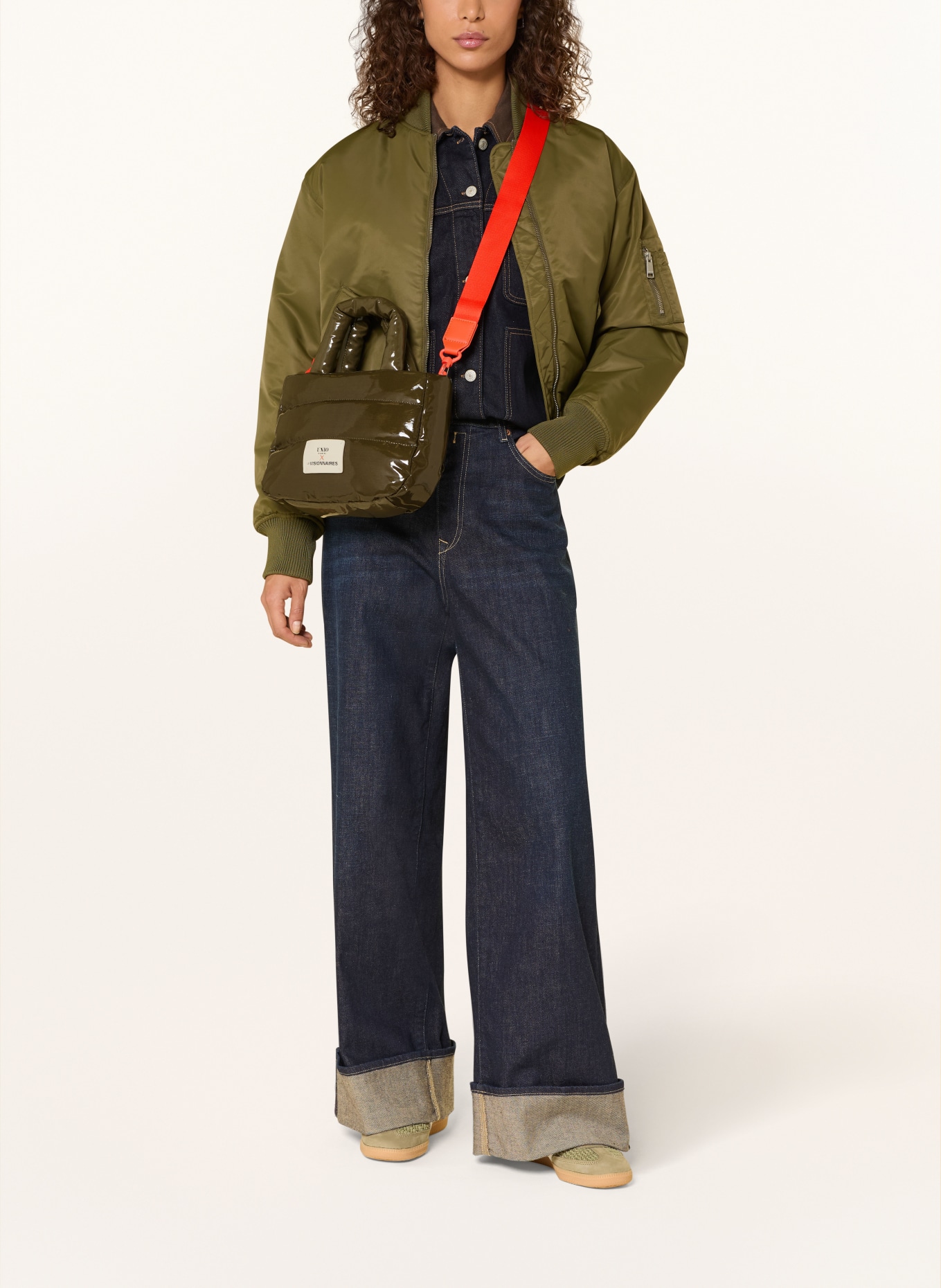 UNIO Kabelka CORTINA: ZELENÁ / ORANŽOVÁ