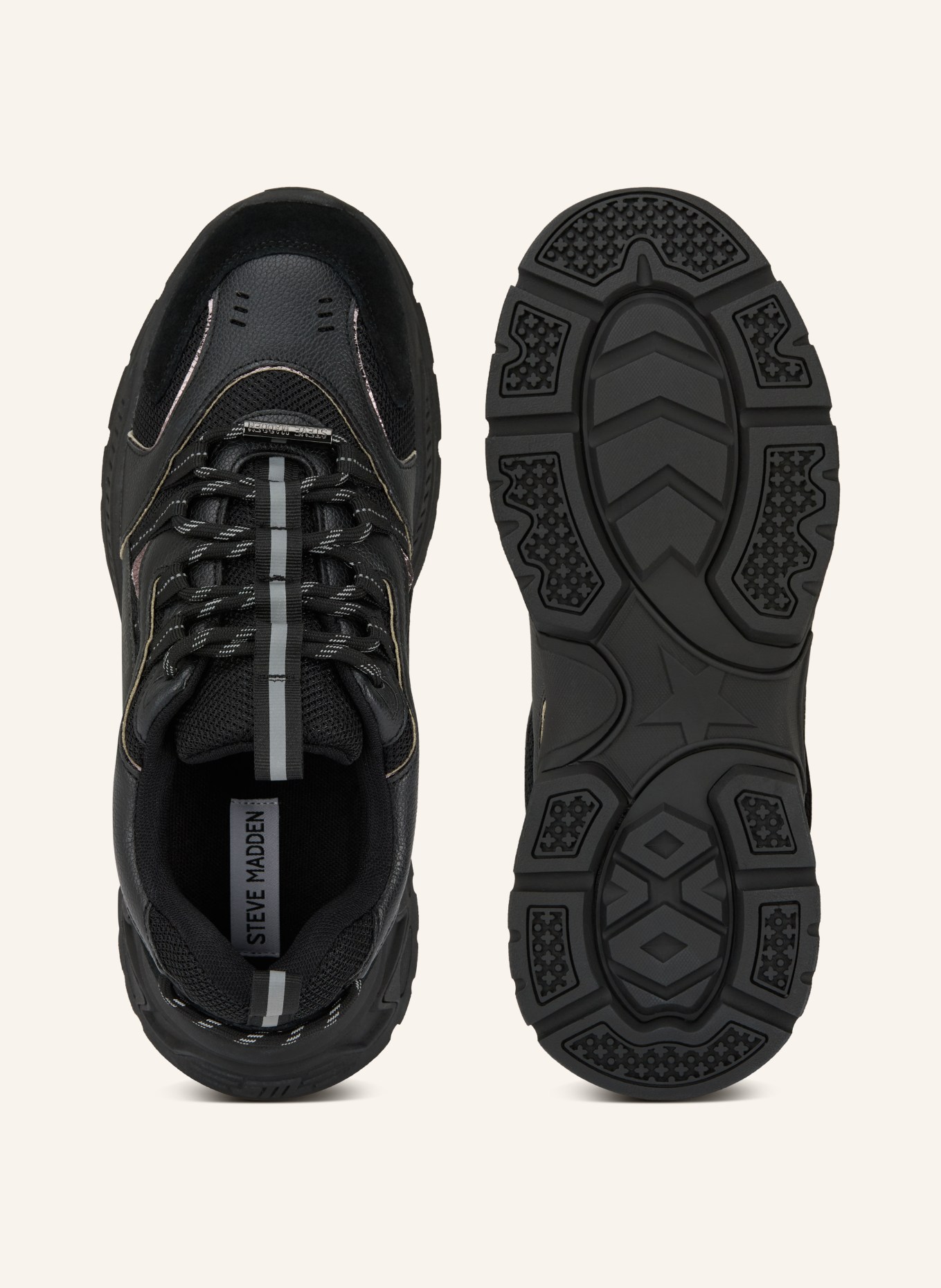 STEVE MADDEN Tenisky ANIMATES-E: ČERNÁ / STŘÍBRNÁ