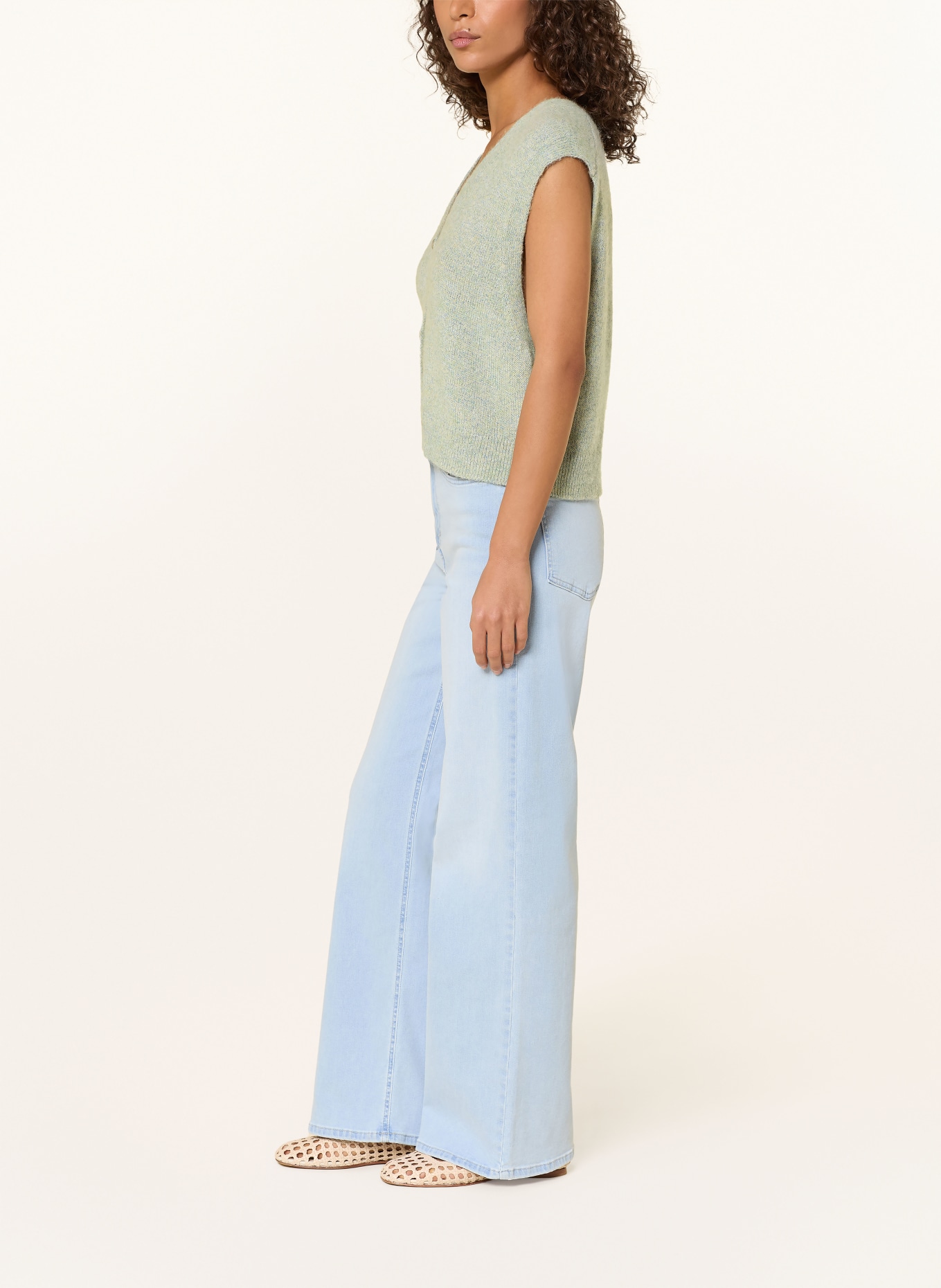 ONLY Wide Leg Jeans: Light Blue Bleached Denim