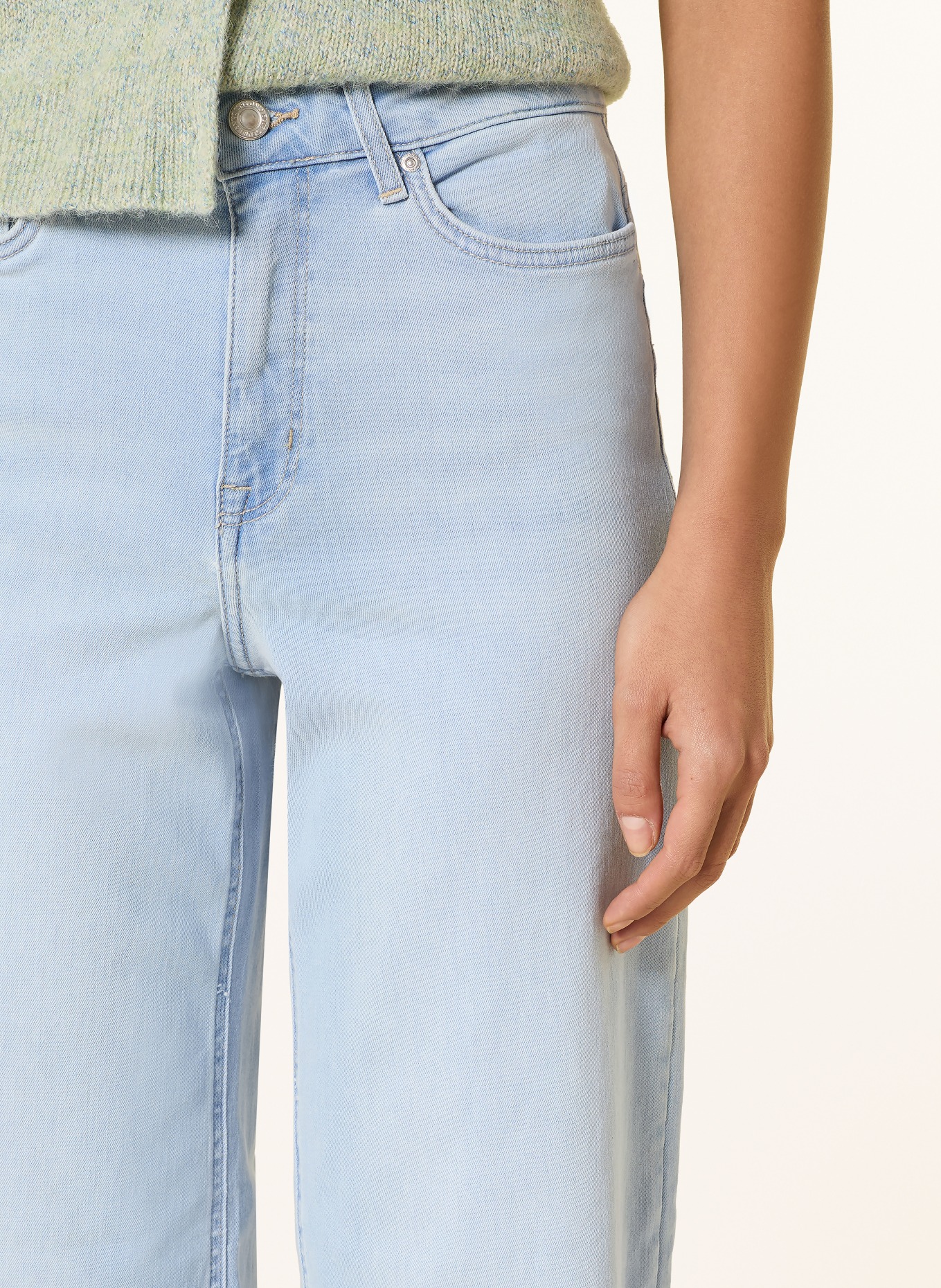 ONLY Wide Leg Jeans: Light Blue Bleached Denim
