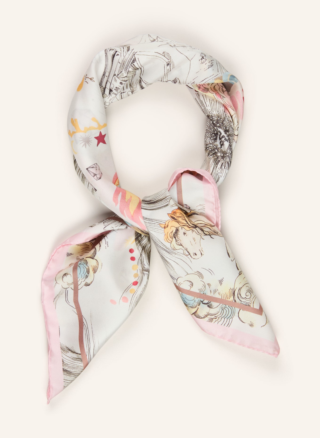 RIANI silk scarf: WHITE / PINK / BLACK