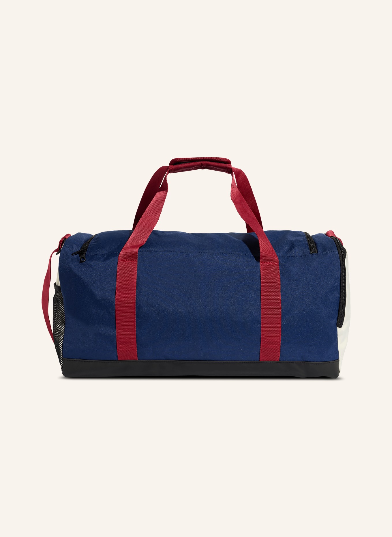 adidas Sportovní taška ESSENTIALS LINEAR MEDIUM: TMAVĚ MODRÁ / KRÉMOVÁ / ČERVENÁ