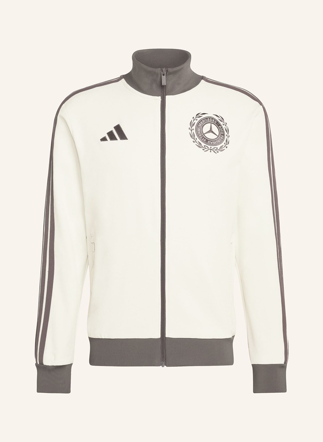 adidas Trainingsjacke MERCEDES - AMG PETRONAS FORMULA ONE TEAM SILVER ARROWS: CREME / DUNKELGRAU