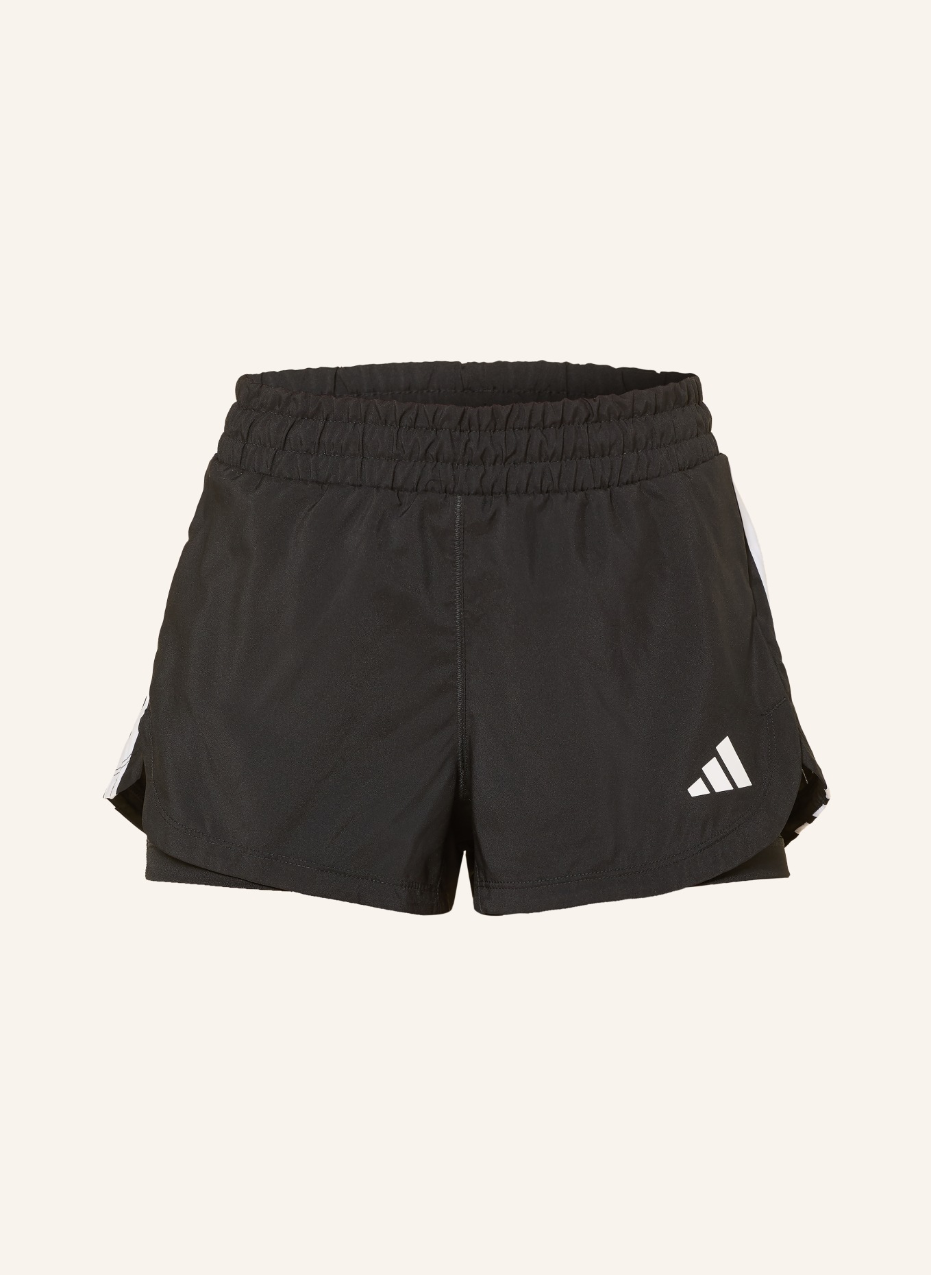 adidas PACER 2-in-1 running shorts: BLACK / WHITE