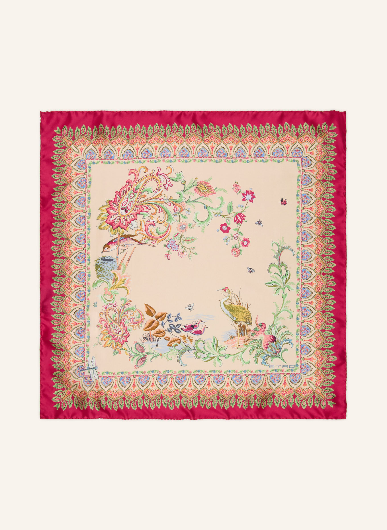 ETRO Seidentuch RIGOLETTO: BEIGE / PINK / HELLGRÜN