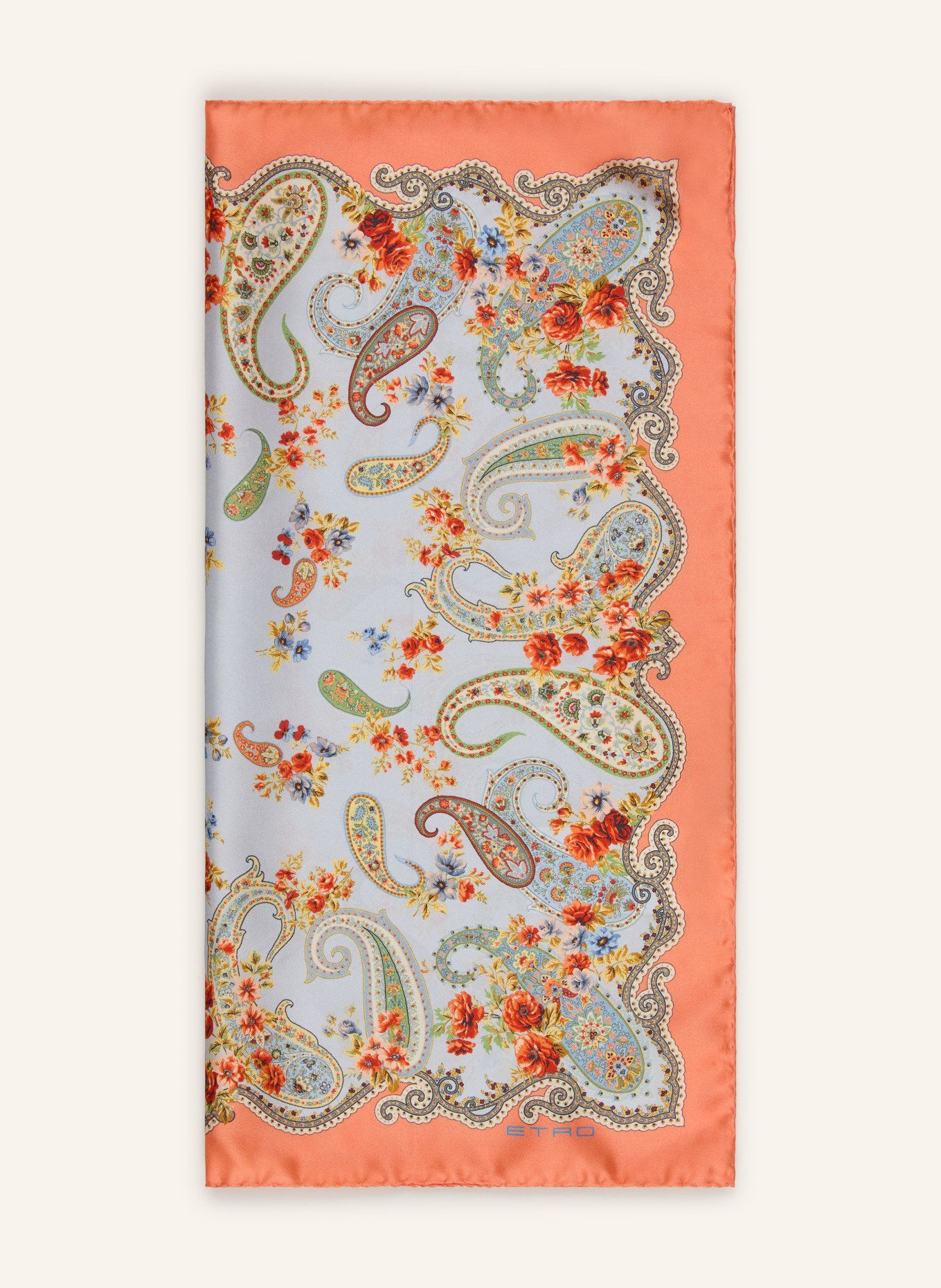 ETRO Seidentuch RIGOLETTO: BLAUGRAU / HELLORANGE / HELLGRÜN