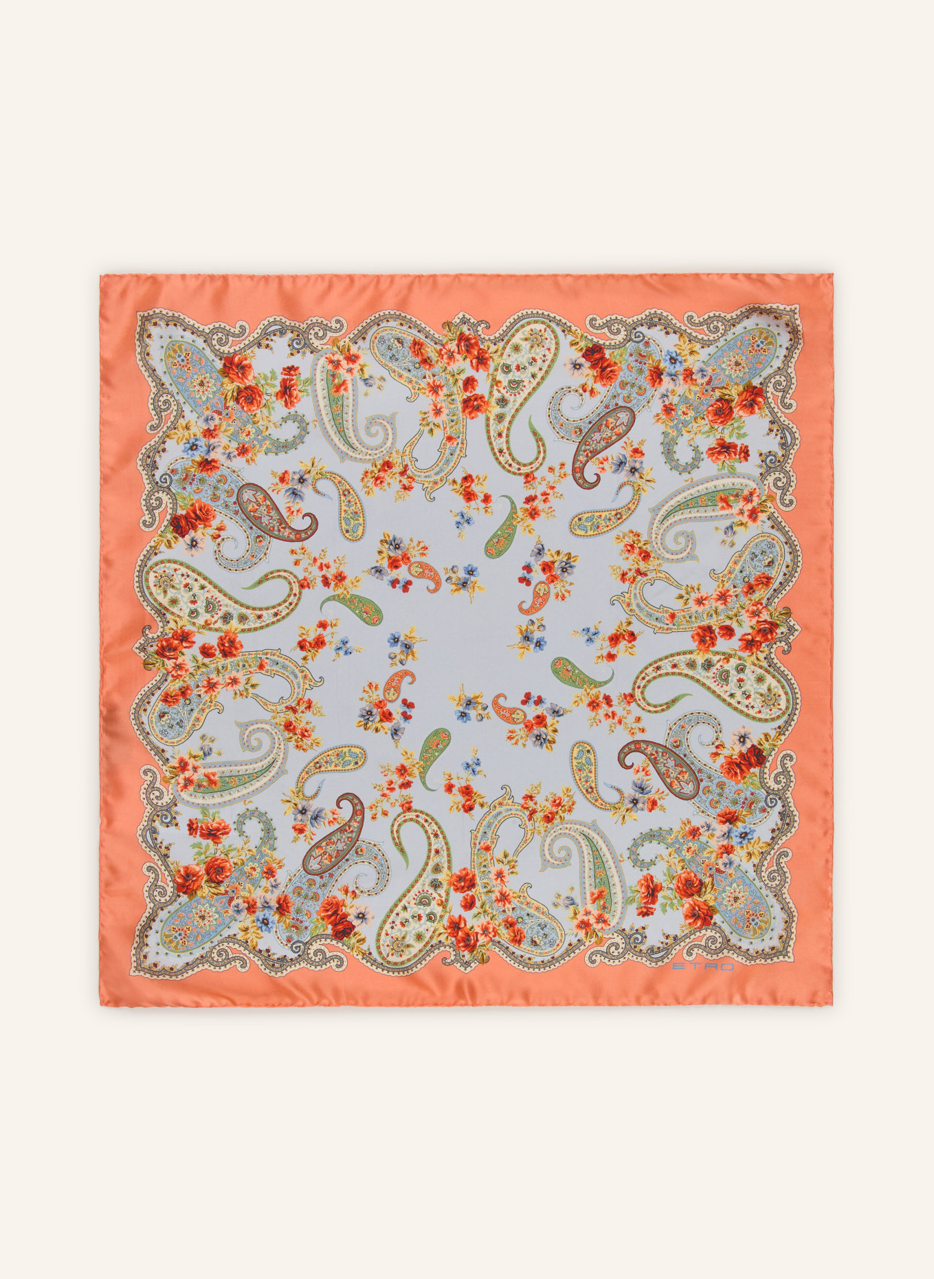 ETRO Seidentuch RIGOLETTO: BLAUGRAU / HELLORANGE / HELLGRÜN