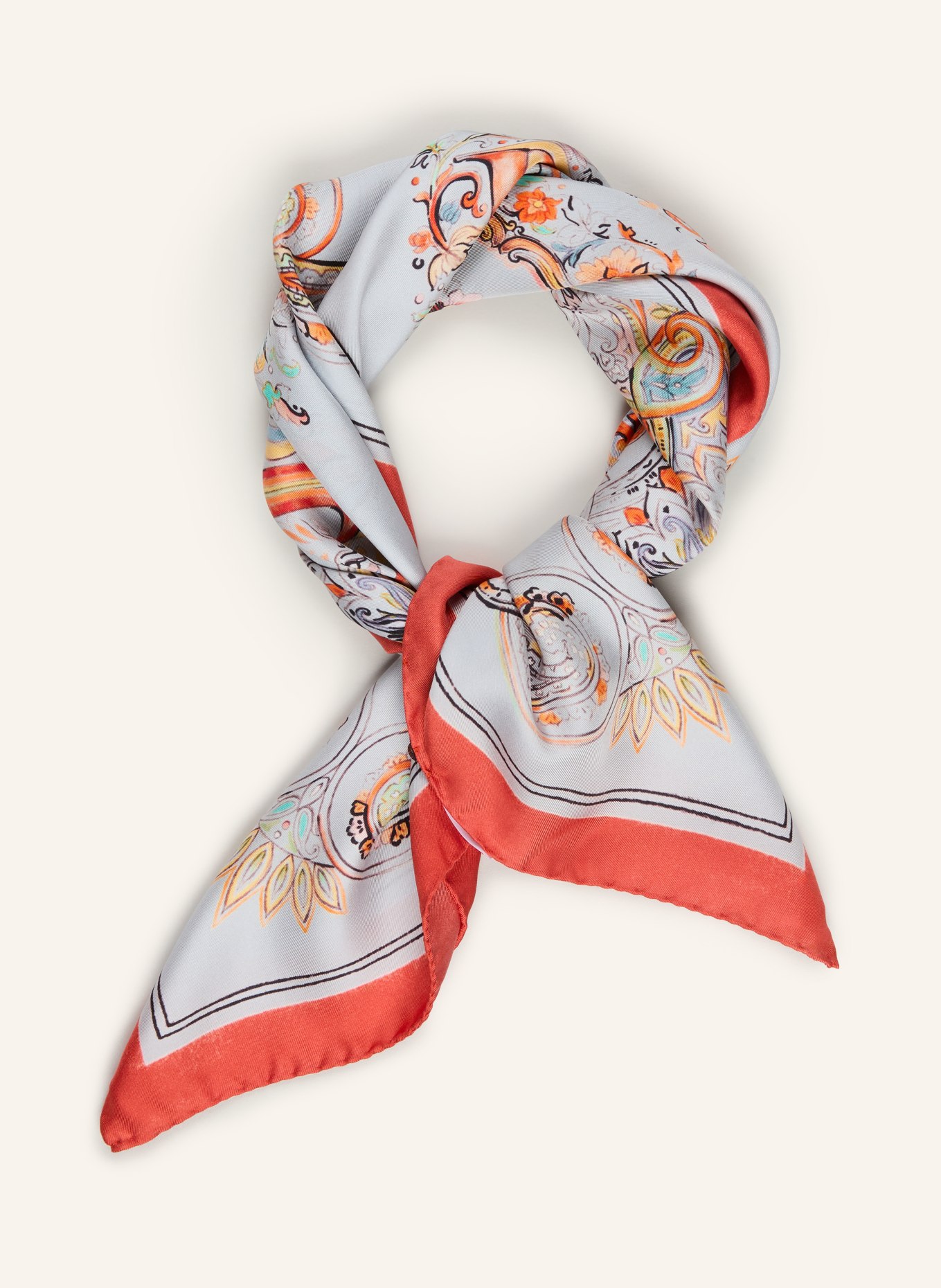 ETRO silk scarf: LIGHT GRAY / LIGHT RED / LIGHT ORANGE