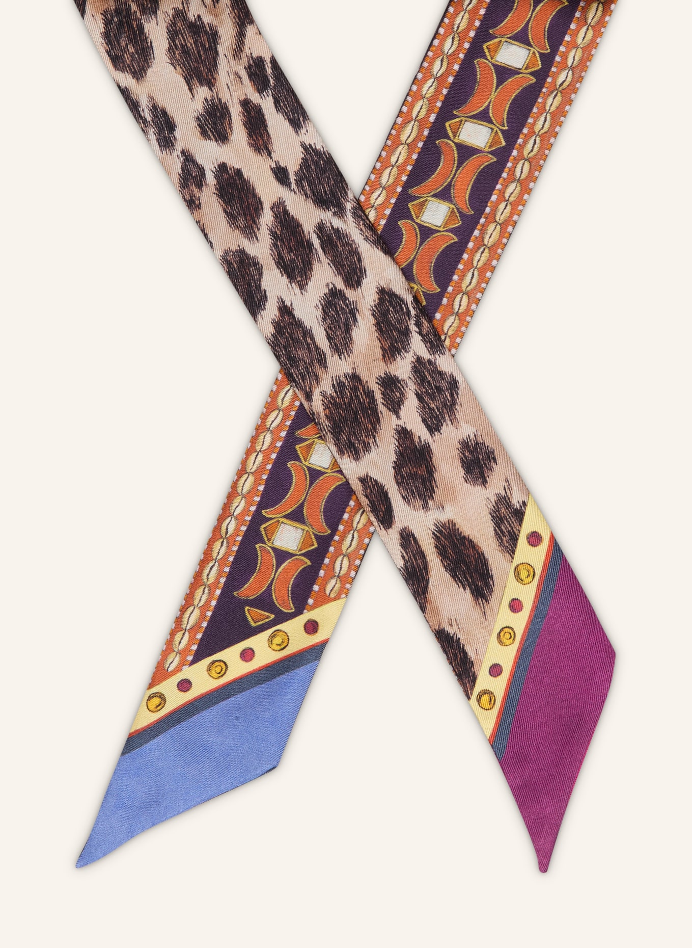 ETRO silk scarf: BEIGE / DARK BROWN / BLACK