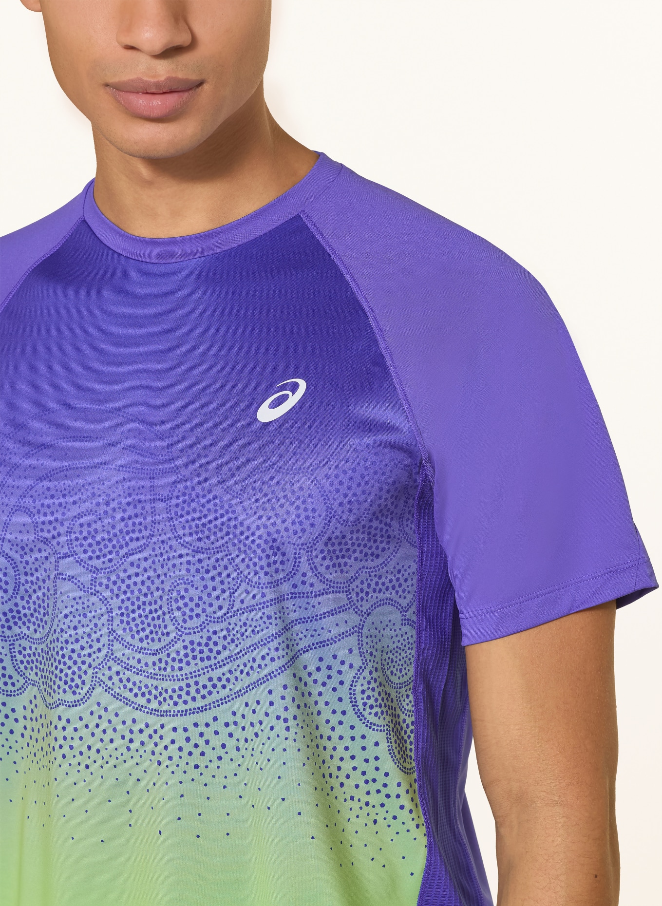 ASICS Laufshirt ROAD FADE: BLAU / NEONGRÜN