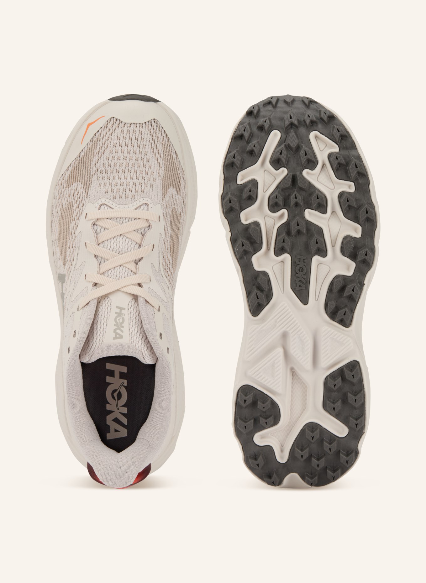 HOKA Trailrunningschoenen CHALLENGER 8: BEIGE / GRIJS / ORANJE