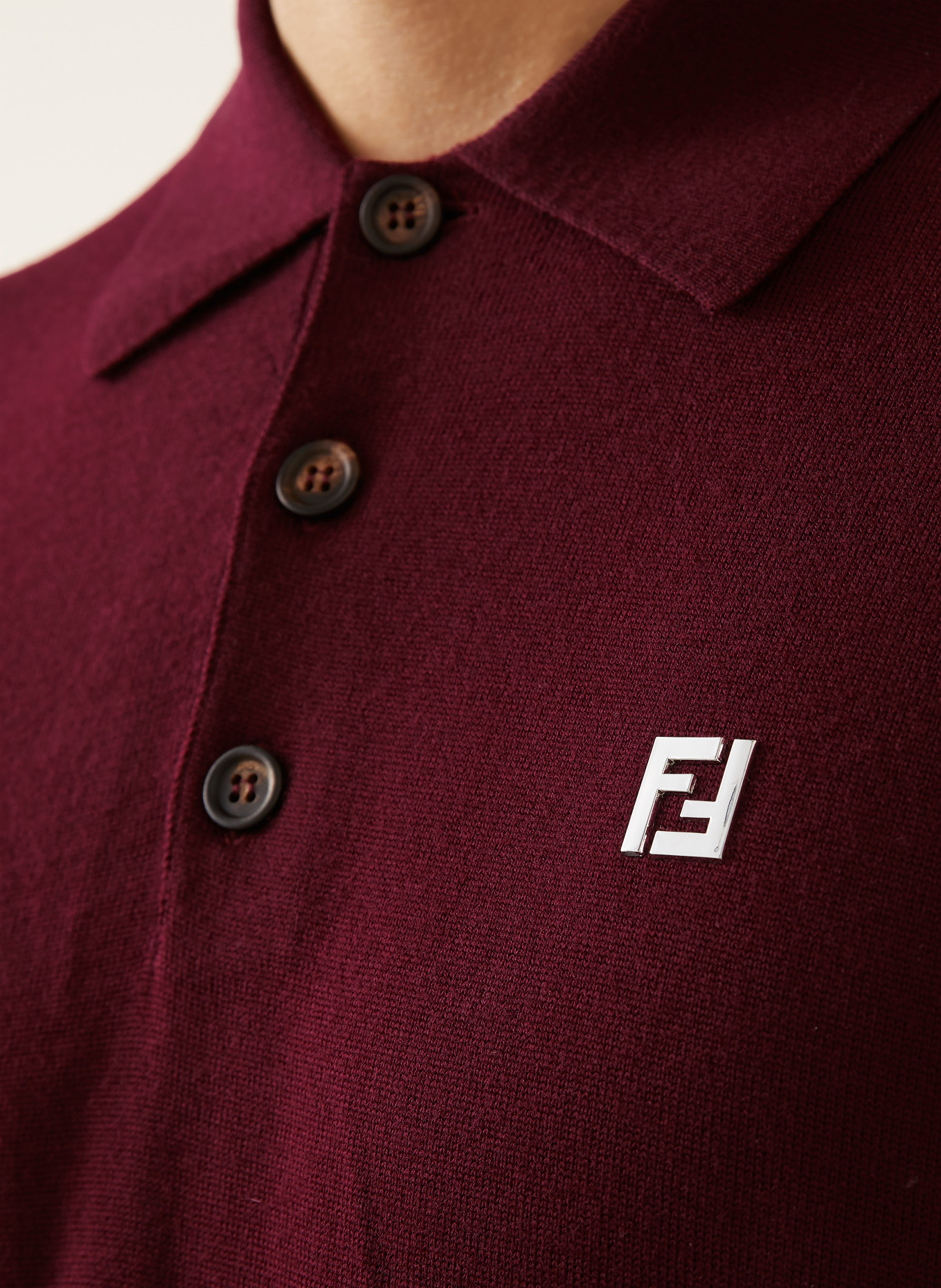 FENDI Strick-Poloshirt: DUNKELROT