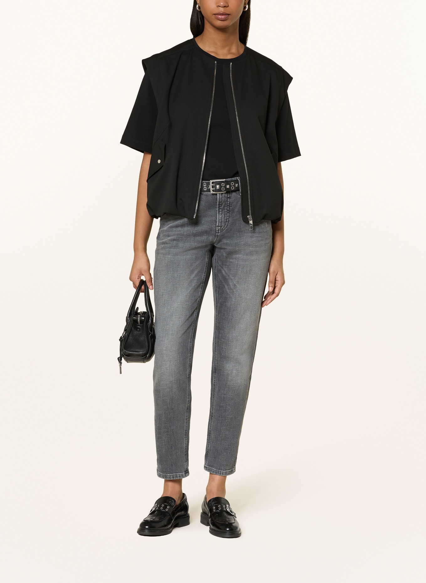 CAMBIO Mom Jeans KERRY: 5149 black cross destroy used