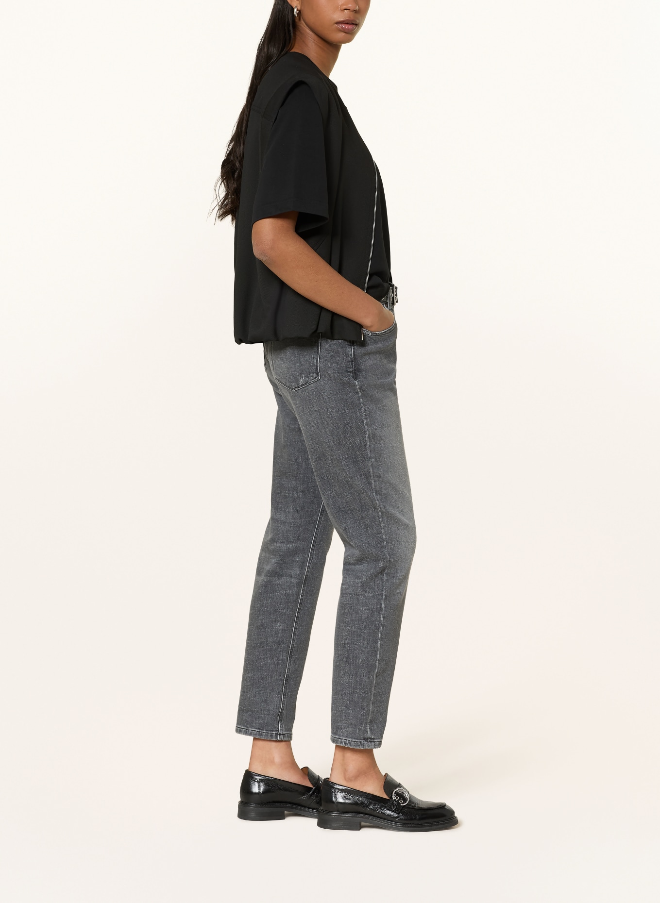 CAMBIO Mom Jeans KERRY: 5149 black cross destroy used