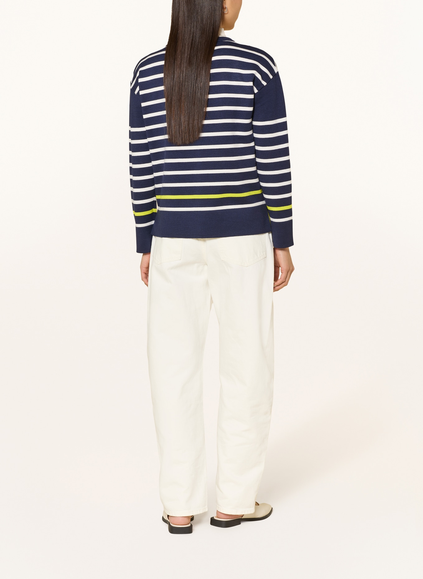 CARTOON sweater: DARK BLUE / NEON YELLOW / WHITE