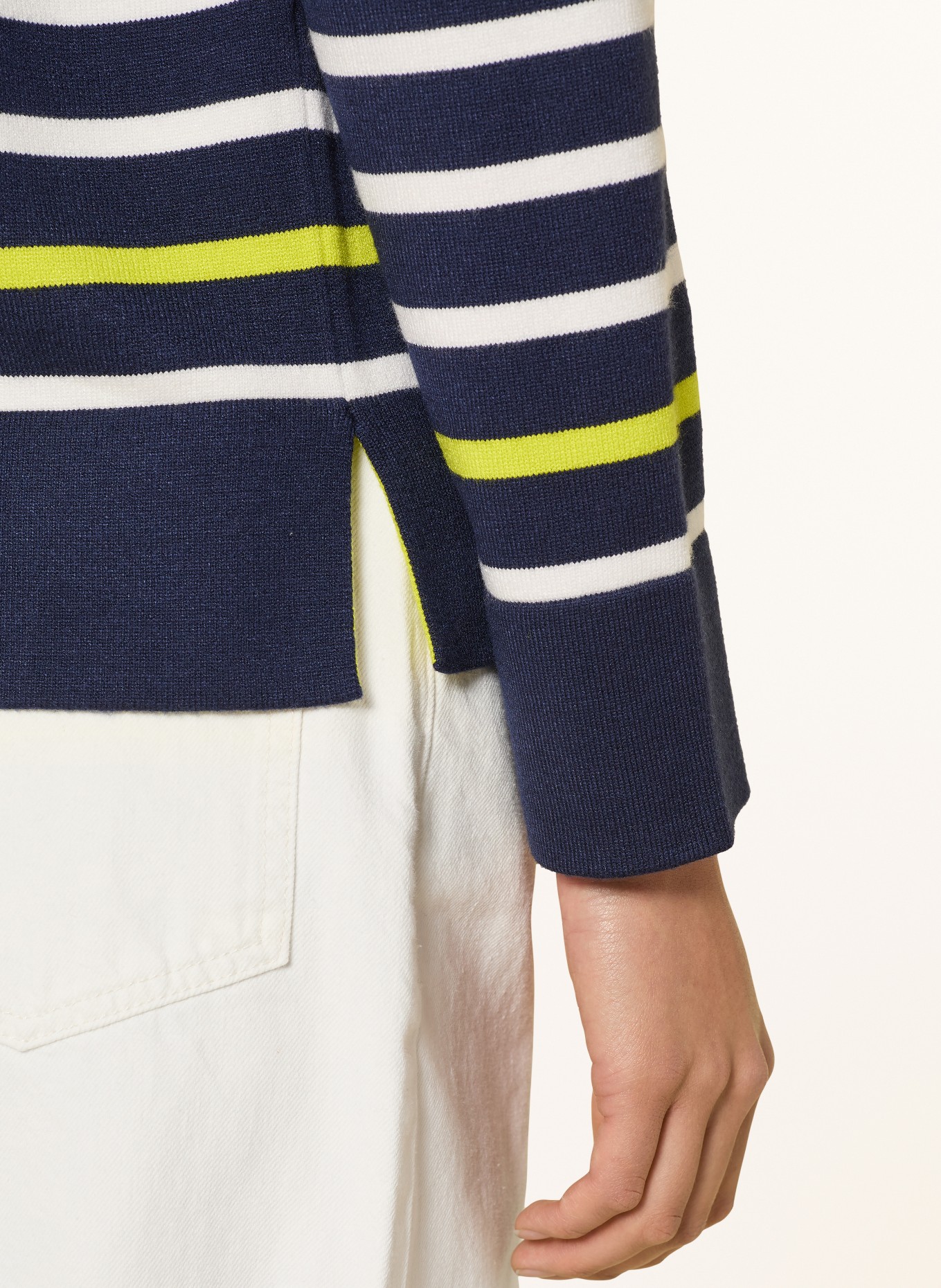 CARTOON sweater: DARK BLUE / NEON YELLOW / WHITE