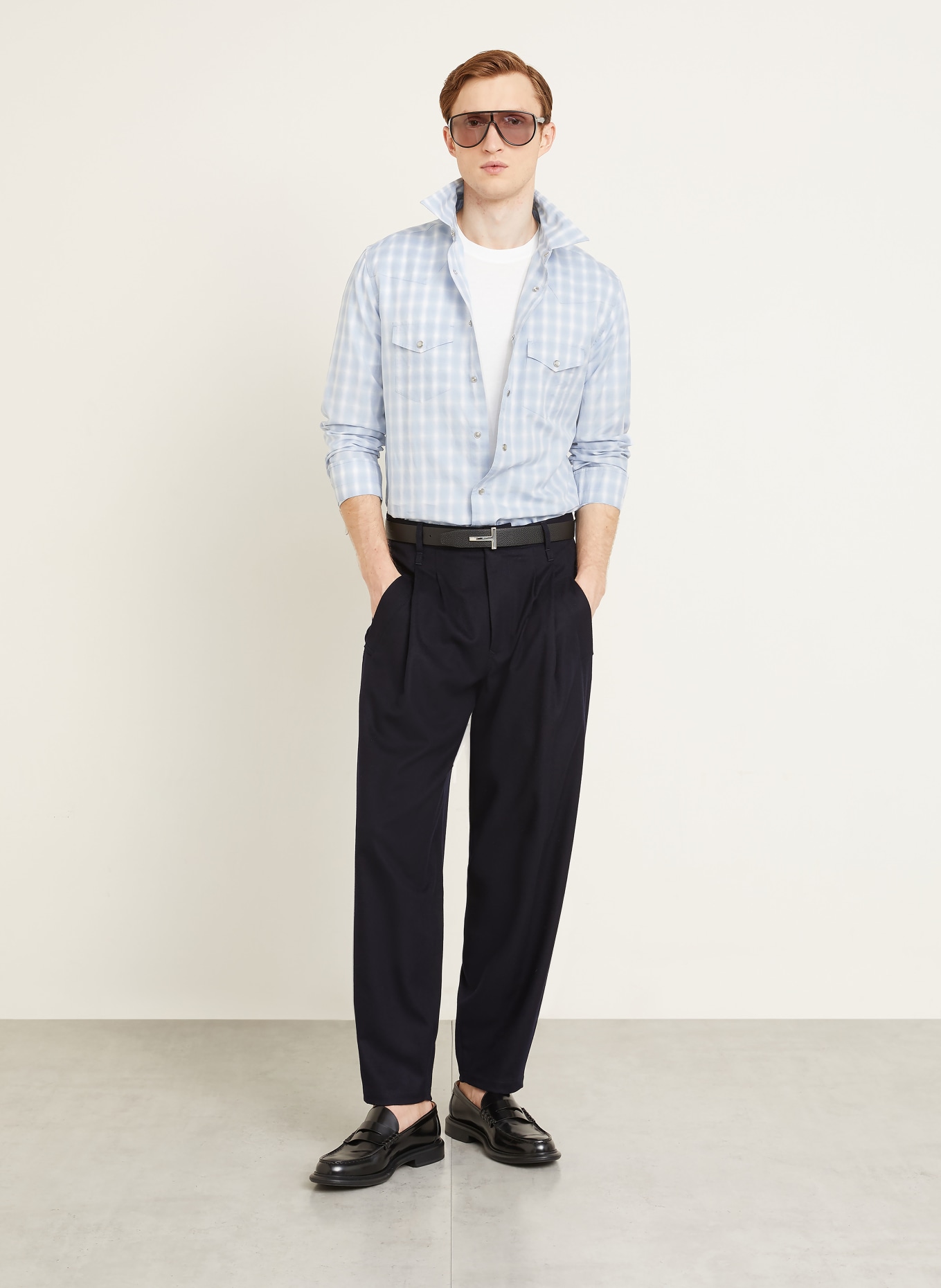 TOM FORD Hemd Regular Fit: HELLBLAU / WEISS