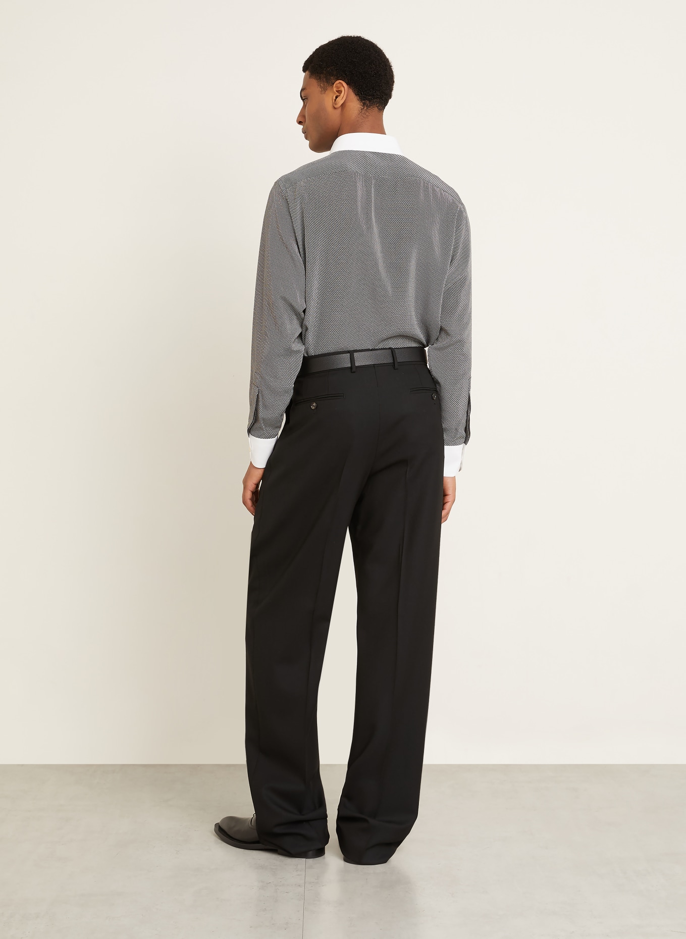 TOM FORD Silk shirt, regular fit: BLACK / ECRU