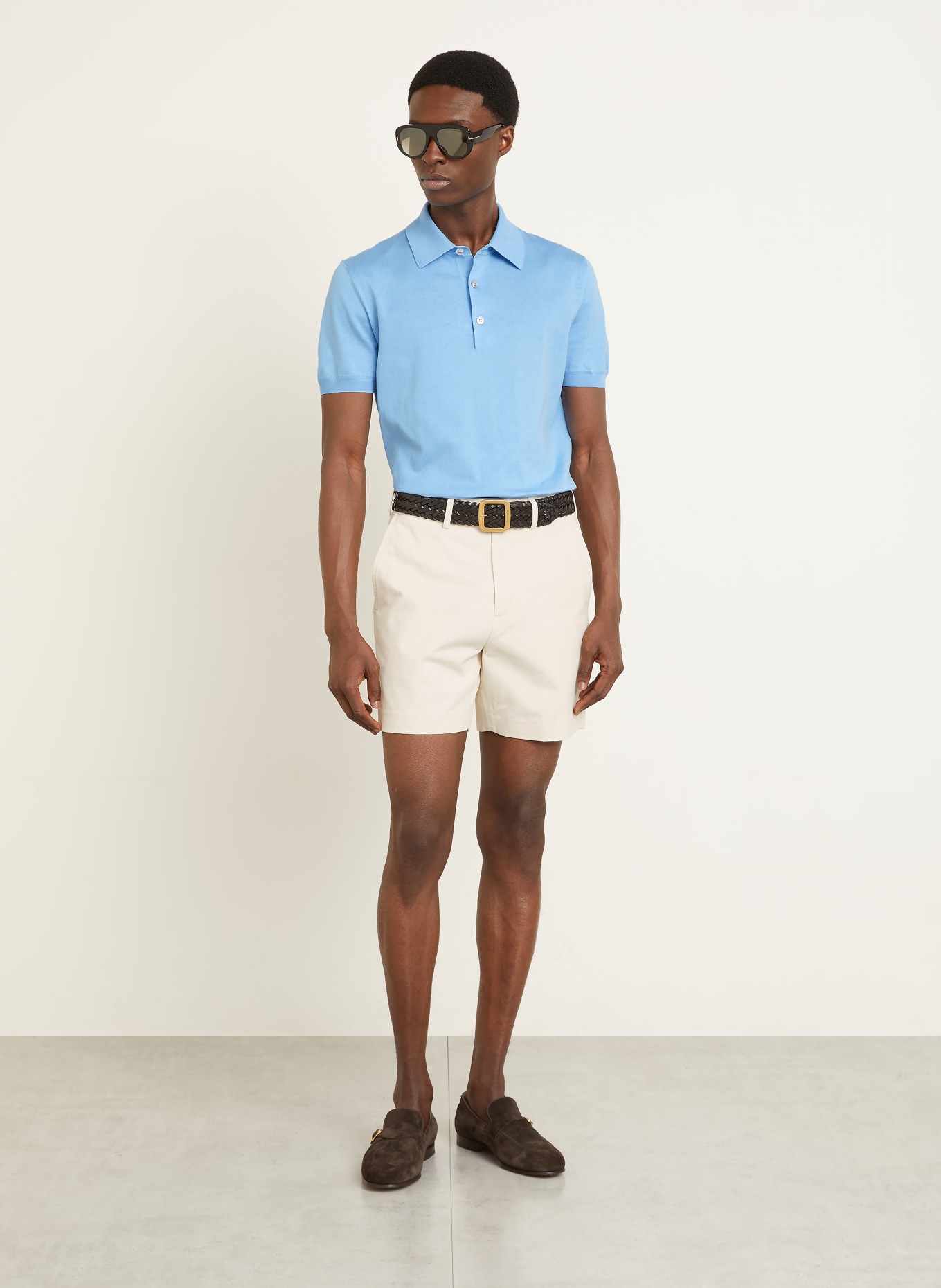 TOM FORD Strick-Poloshirt: HELLBLAU