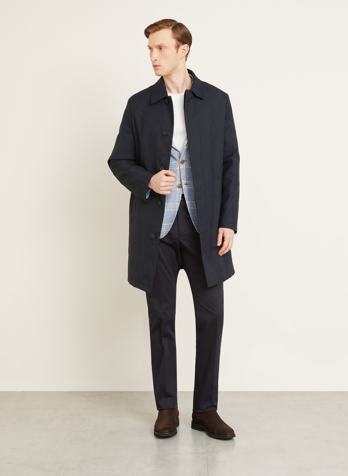 ETRO Jacquard-Mantel: DUNKELBLAU