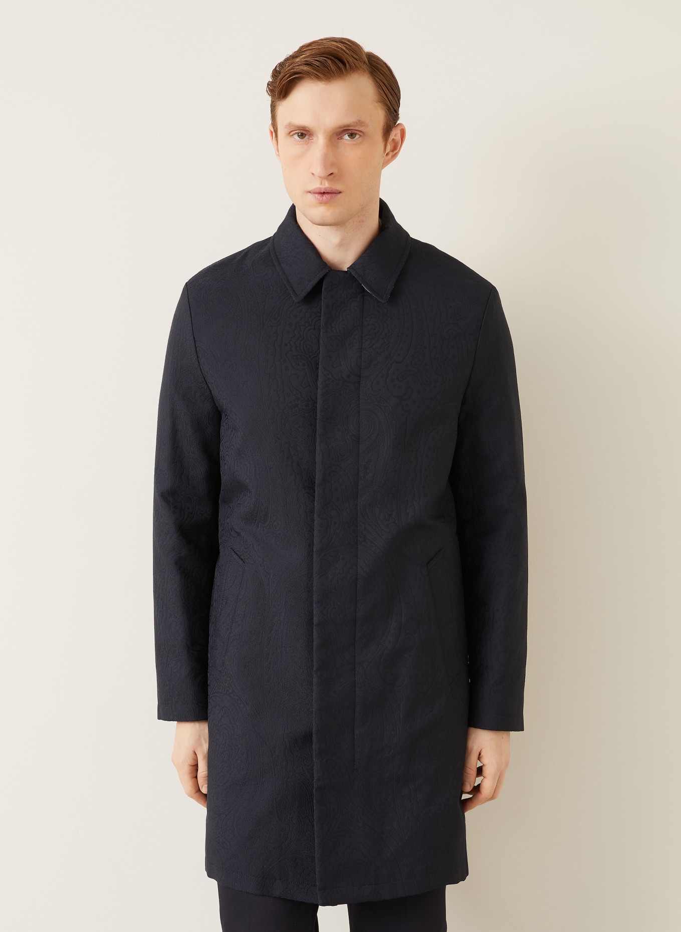 ETRO Jacquard-Mantel: DUNKELBLAU