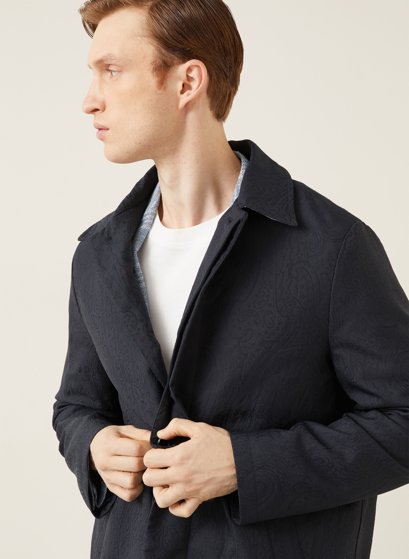 ETRO Jacquard-Mantel: DUNKELBLAU