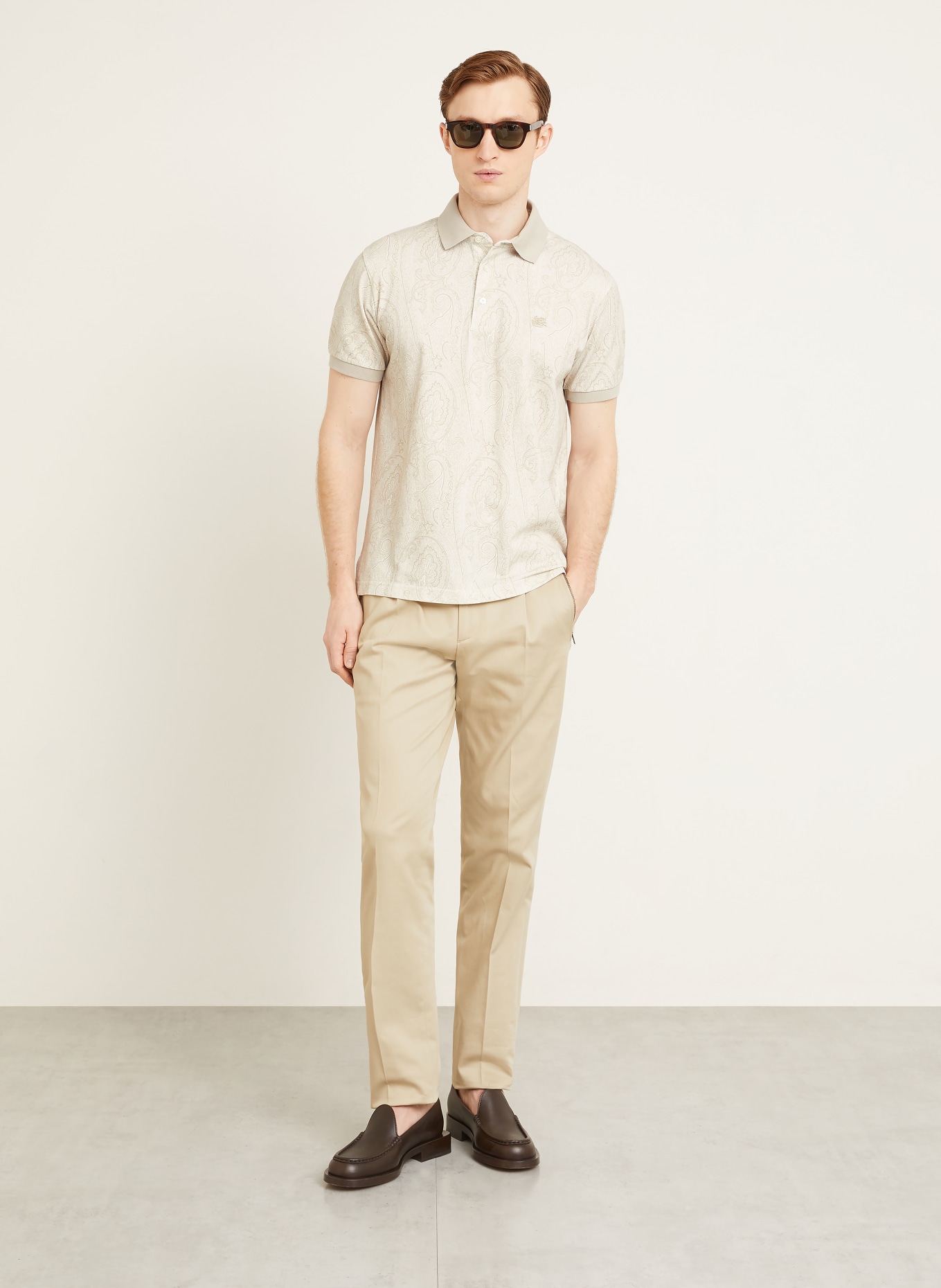 ETRO Piqué-Poloshirt: CREME / BEIGE