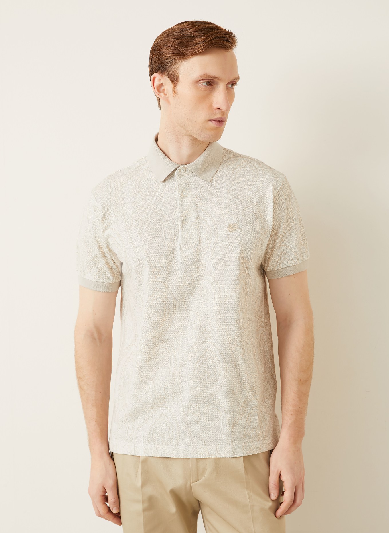 ETRO Piqué-Poloshirt: CREME / BEIGE