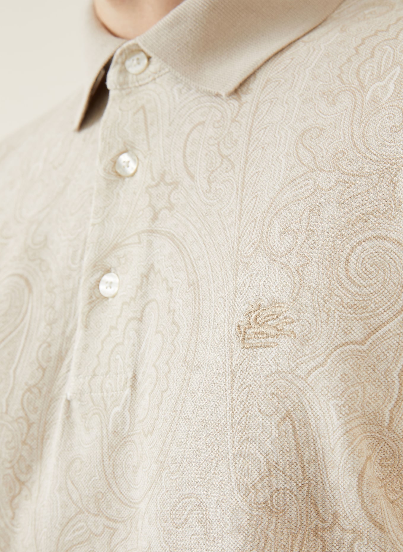 ETRO Piqué-Poloshirt: CREME / BEIGE