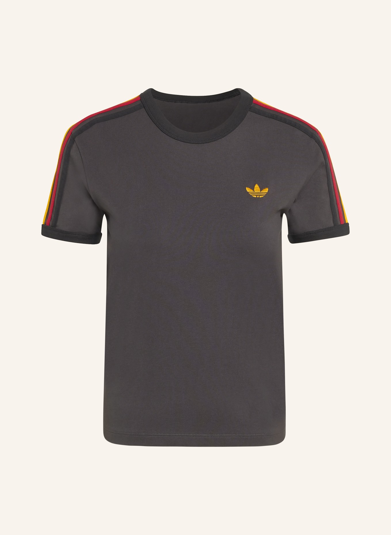 adidas Originals T-Shirt 3-STREIFEN: DUNKELGRAU / ROT / DUNKELGELB