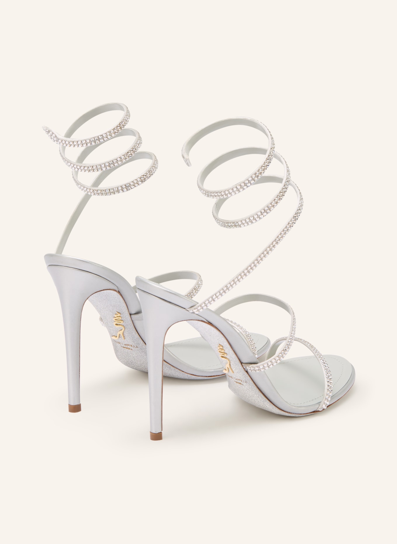 RENE CAOVILLA Sandaletten CLEO mit Schmucksteinen: GRAU / SILBER