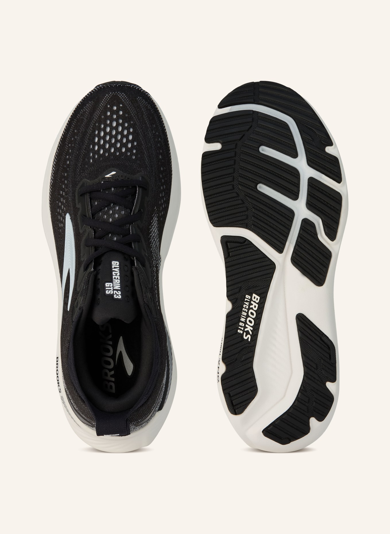 BROOKS GLYCERIN GTS 23 running shoes: BLACK / WHITE