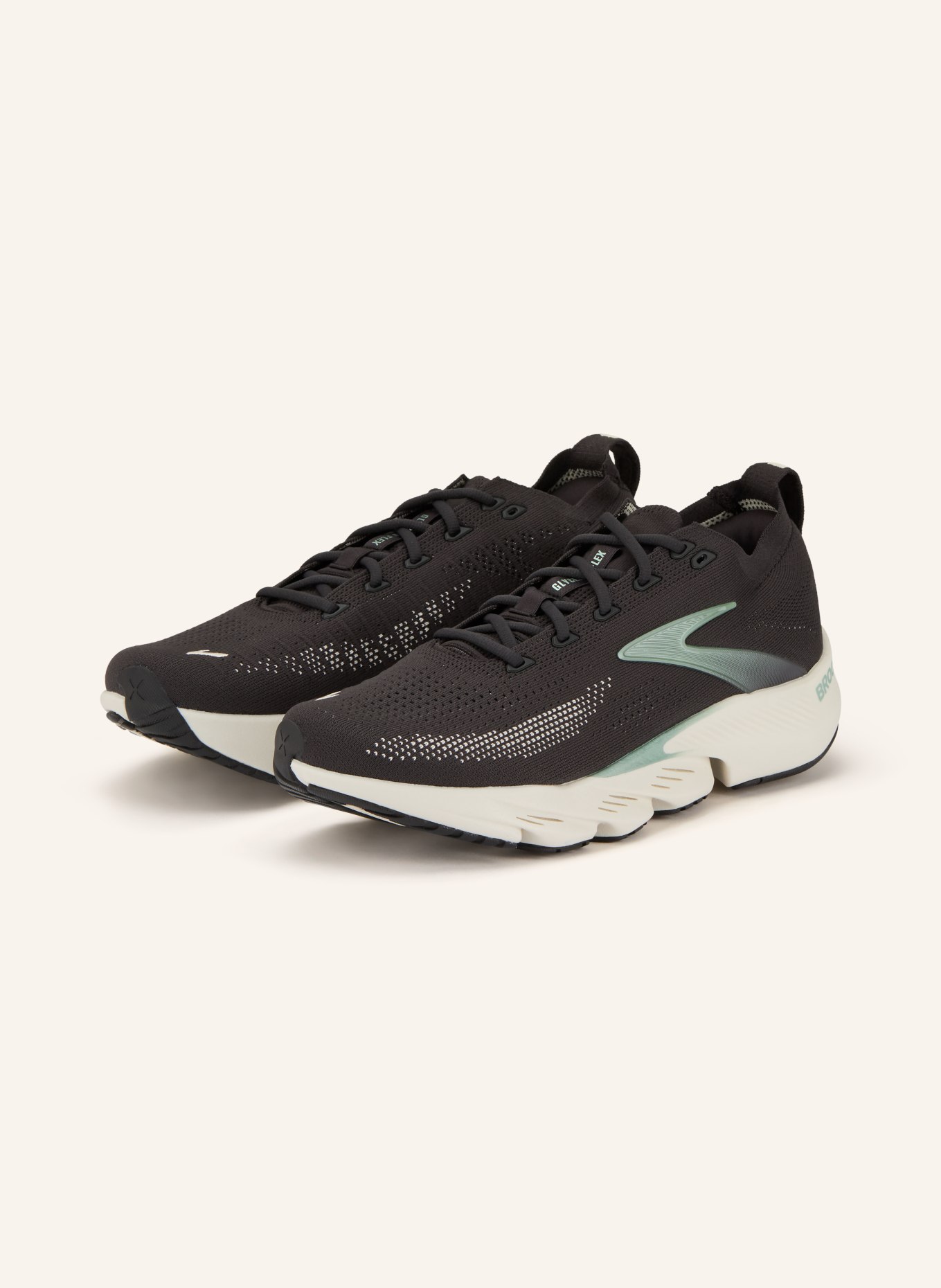 BROOKS Laufschuhe GLYCERIN FLEX: SCHWARZ / BEIGE / HELLGRÜN