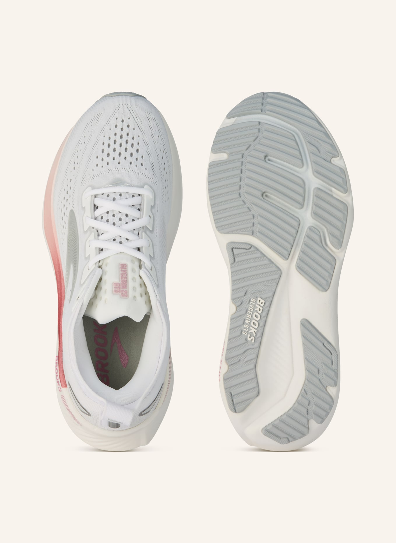 BROOKS Laufschuhe GLYCERIN GTS 23: WEISS / HELLROT